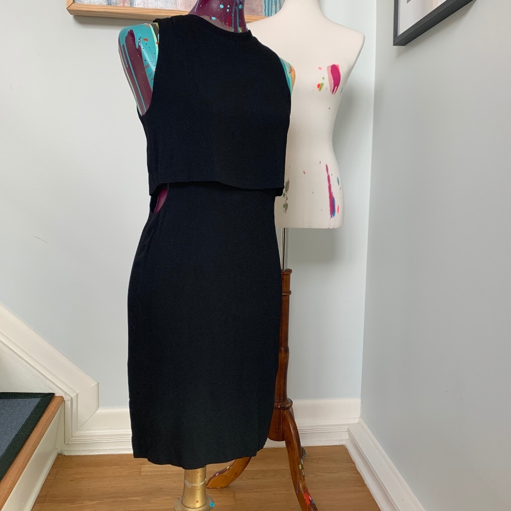 Zara Woman Black Mini Dress with Side Cutouts
